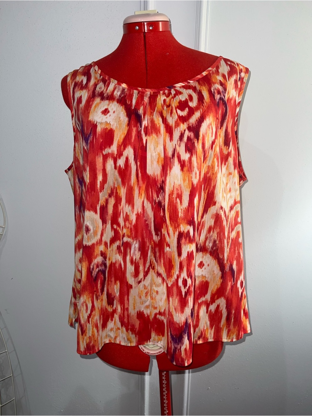 Chico’s Sleeveless Red Multi-Print Women's Blouse shirt size 16 (3)